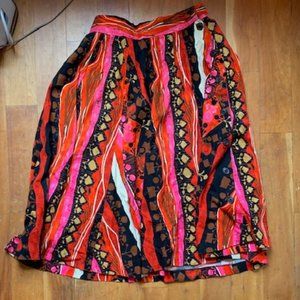 H&M Pink Orange Red Black Side Button Skirt